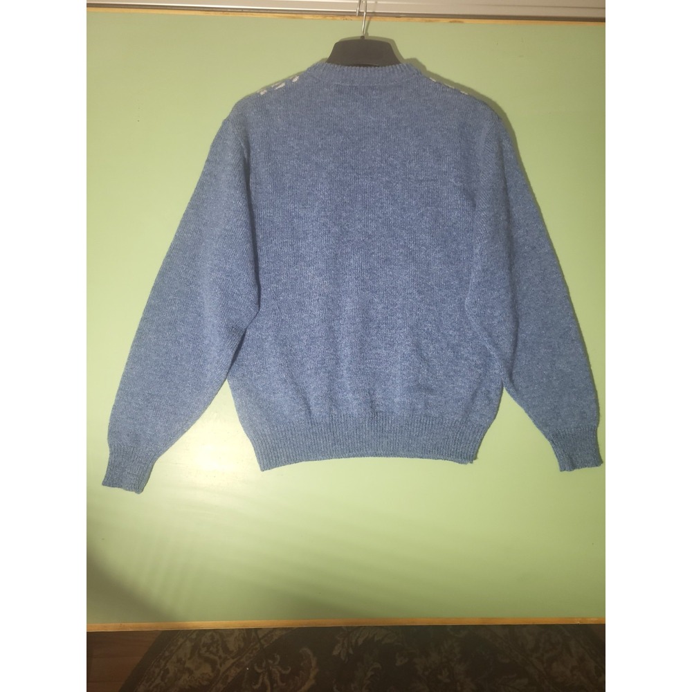 Pendleton Mens Blue Shetland Wool Plaid Crewneck Sweater Vintage Made in USA L - Picture 2 of 5